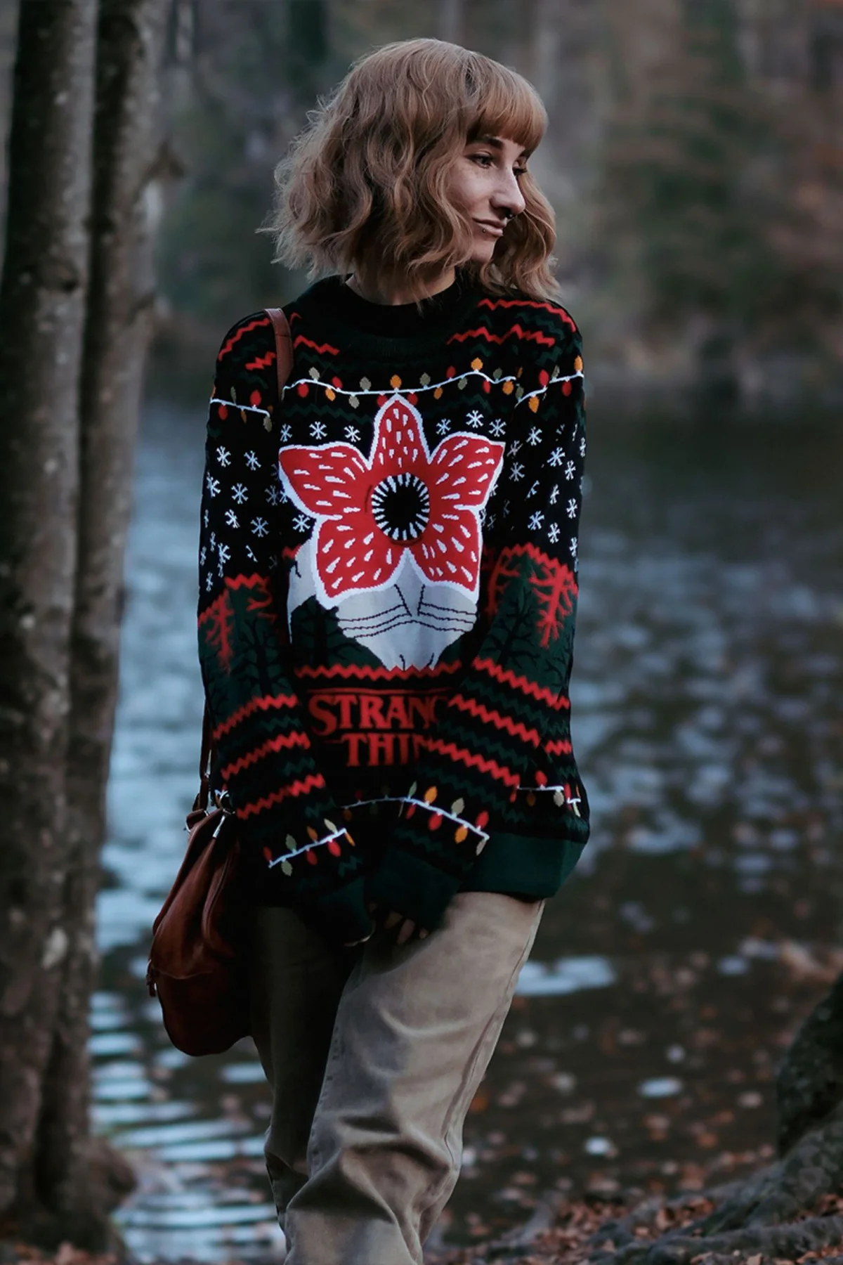 Yeşil Stranger Things Demogorgon Knitted Unisex Kazak Yeşil Stranger Things Demogorgon Knitted Unisex Kazak
