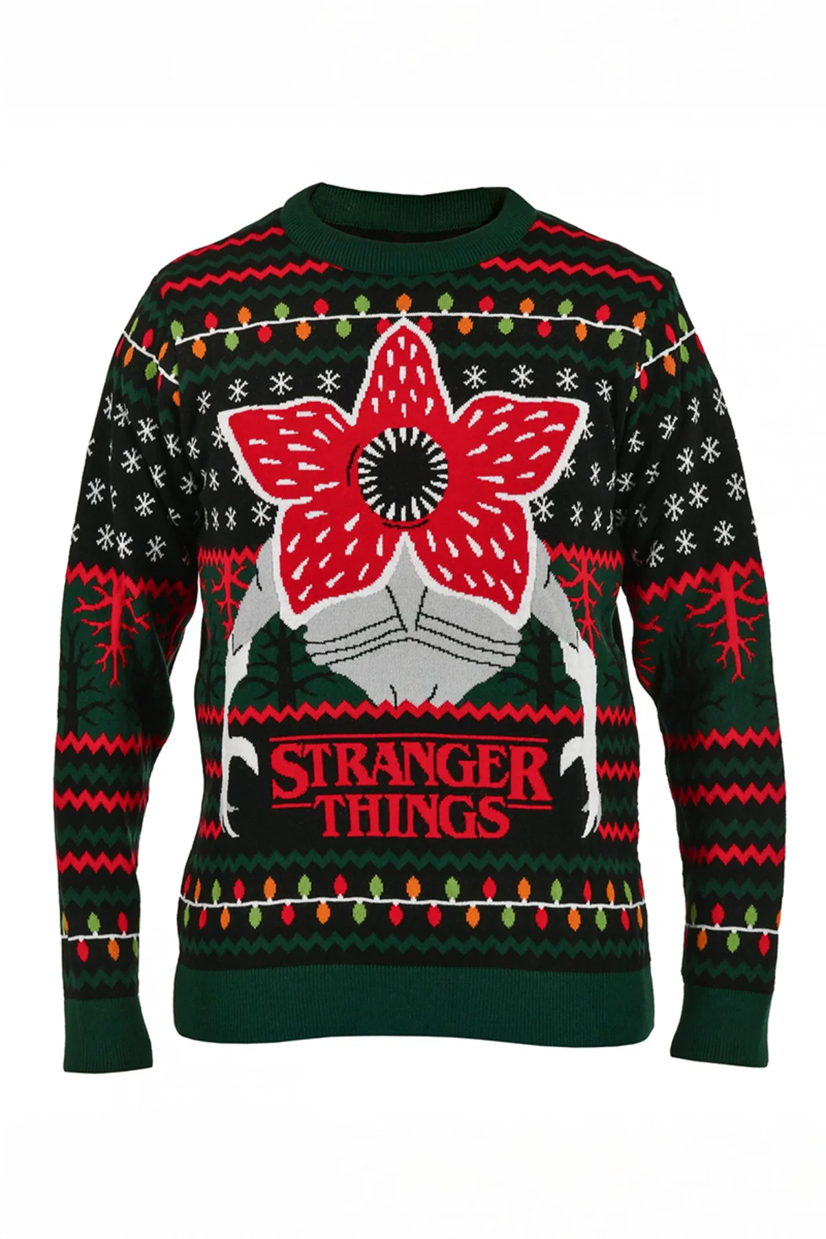 Yeşil Stranger Things Demogorgon Knitted Unisex Kazak Yeşil Stranger Things Demogorgon Knitted Unisex Kazak