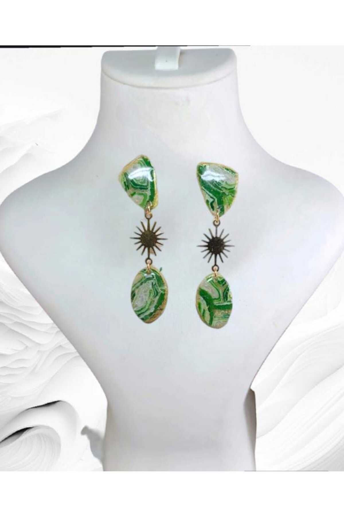 Yeşil Tasarım Doğaltaş Görünümlü Polimer Kil & Epoksi Tasarım Küp