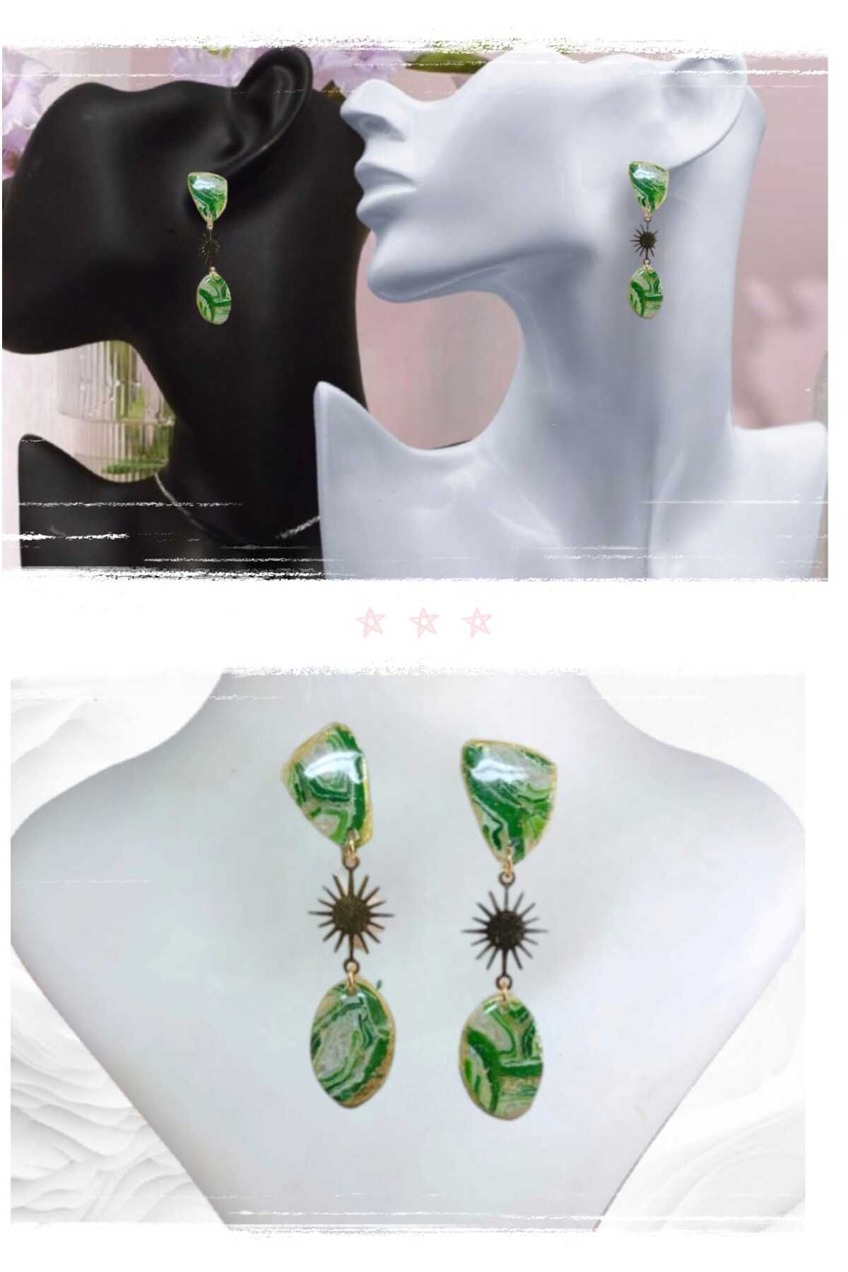 Yeşil Tasarım Doğaltaş Görünümlü Polimer Kil & Epoksi Tasarım Küp