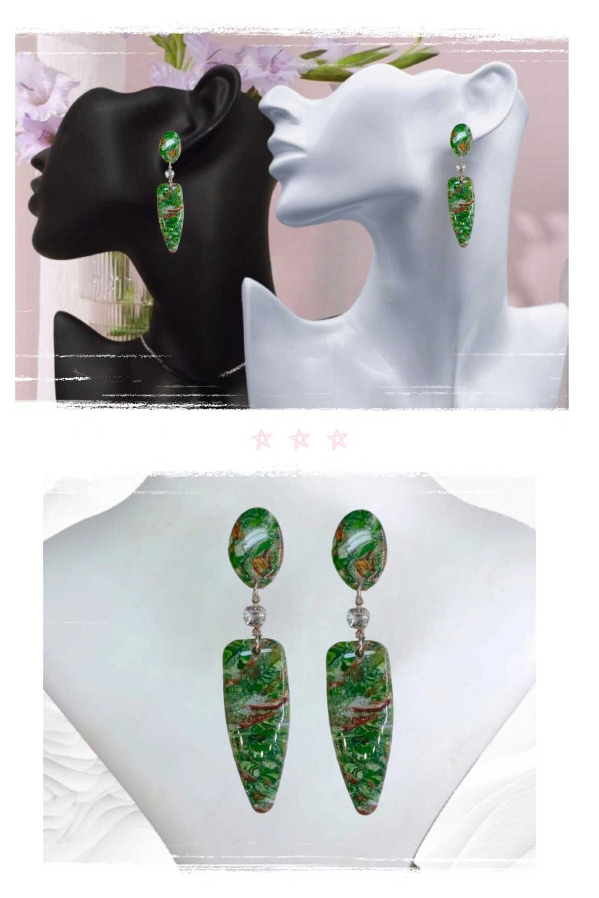 Yeşil Tasarım Doğaltaş Görünümlü Polimer Kil & Epoksi Tasarım Küp