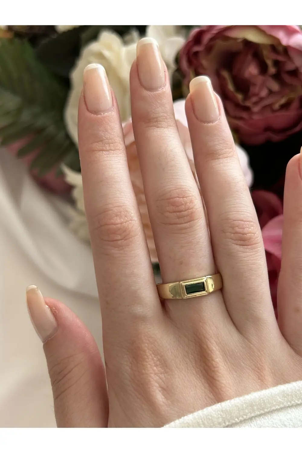 Atelier Emine Yeşil Taşlı Retro Yüzük