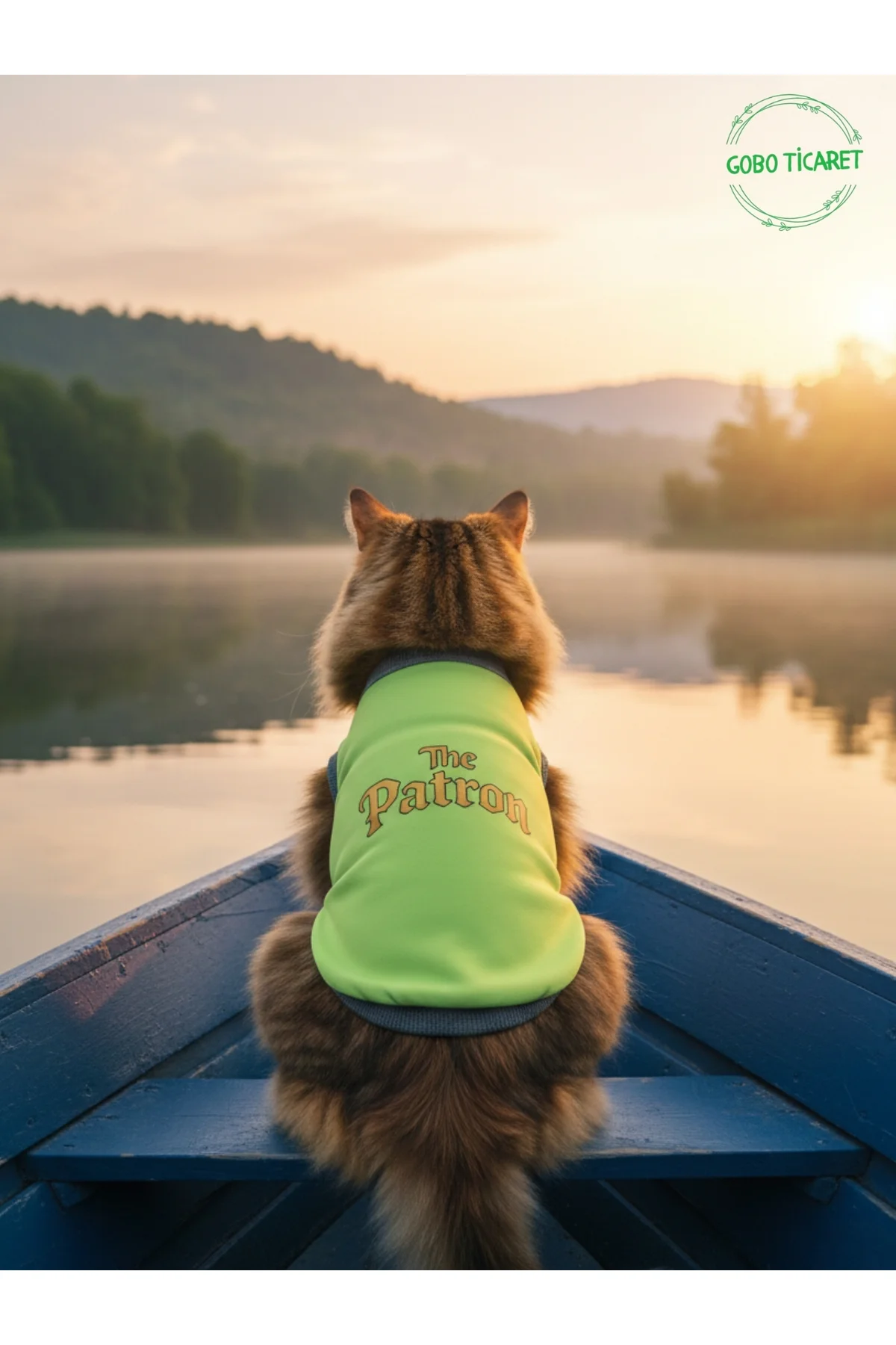 Yeşil The Patron Yazılı Kedi ve Köpek Kıyafeti Tişörtü Elbisesi M
