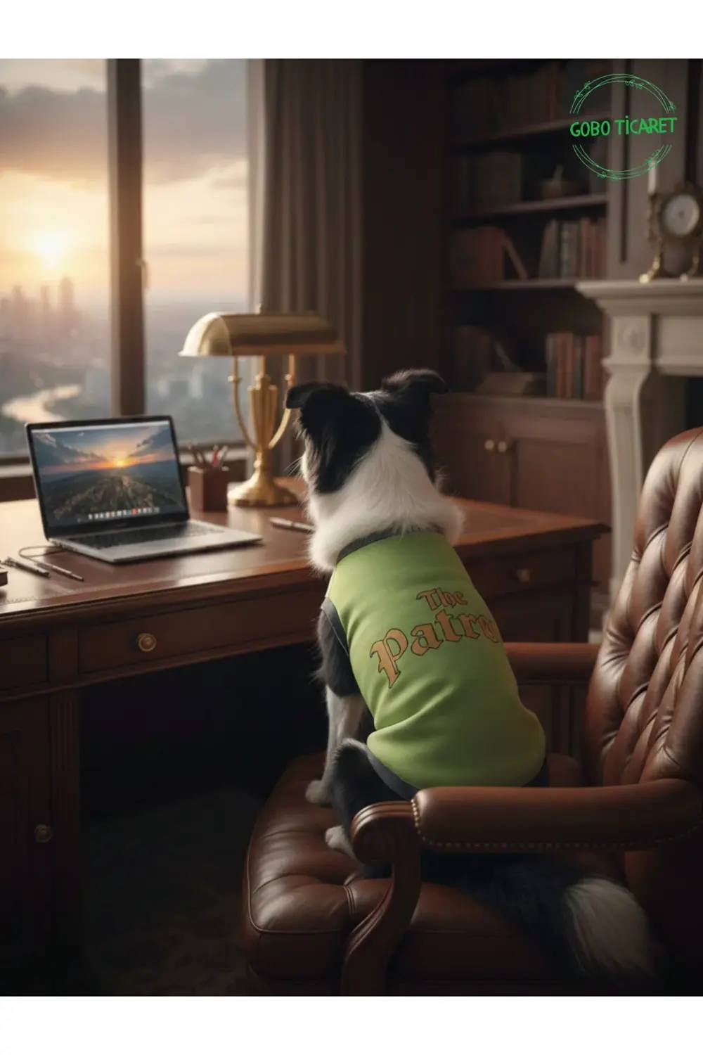 Yeşil The Patron Yazılı Kedi ve Köpek Kıyafeti Tişörtü Elbisesi X