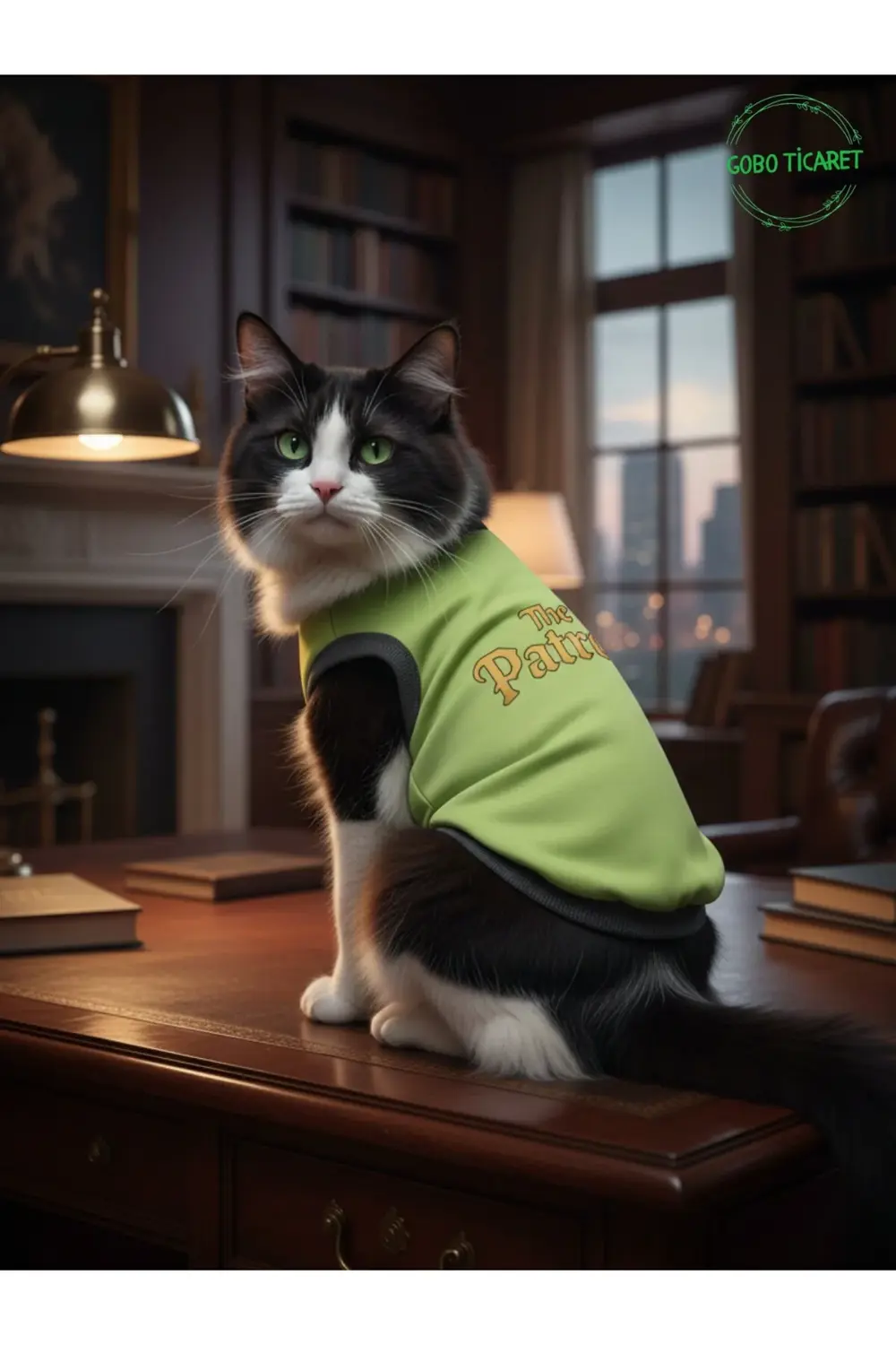 Yeşil The Patron Yazılı Kedi ve Köpek Kıyafeti Tişörtü Elbisesi X