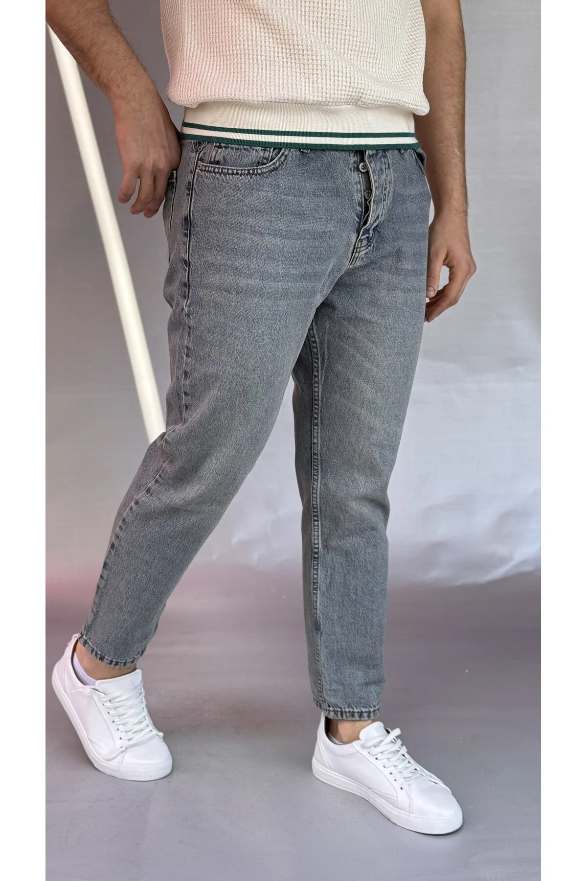 Yeşil Yansımalı Boyfriend Pantolon