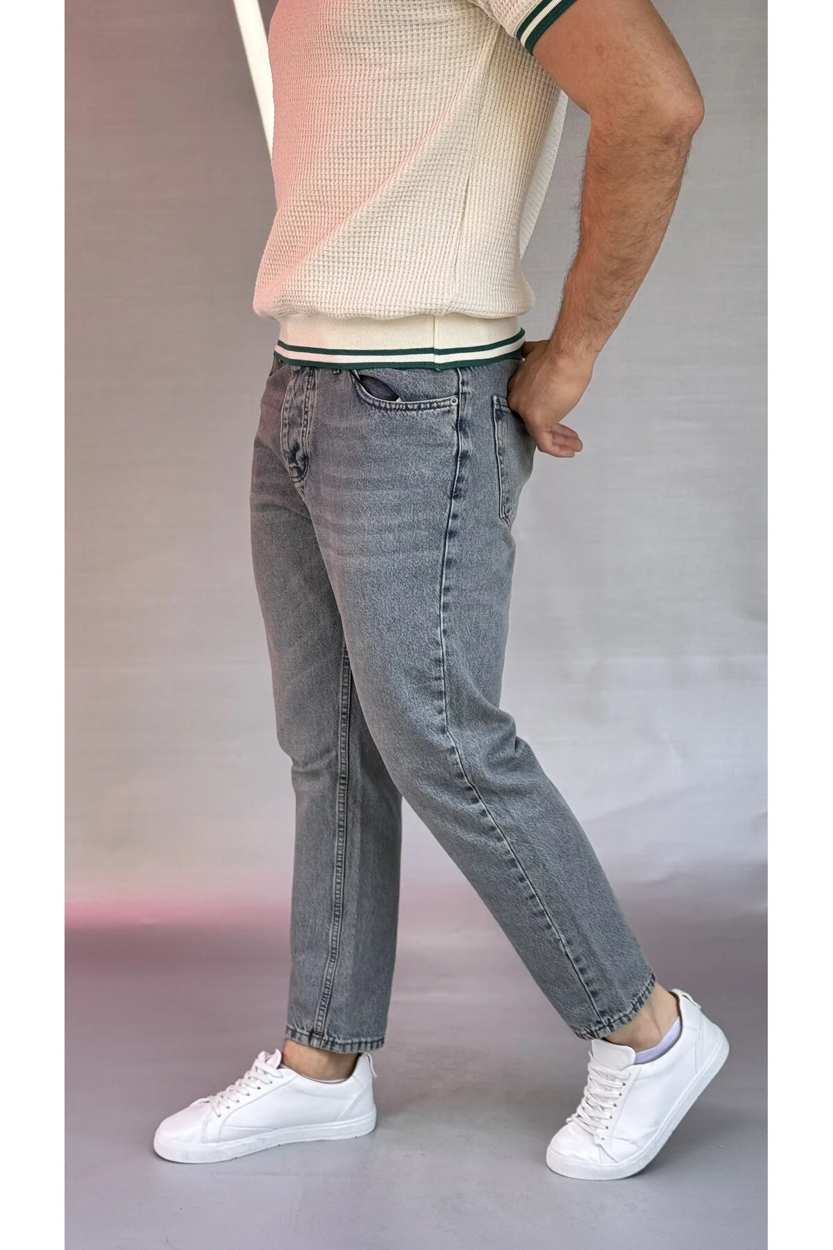 Yeşil Yansımalı Boyfriend Pantolon