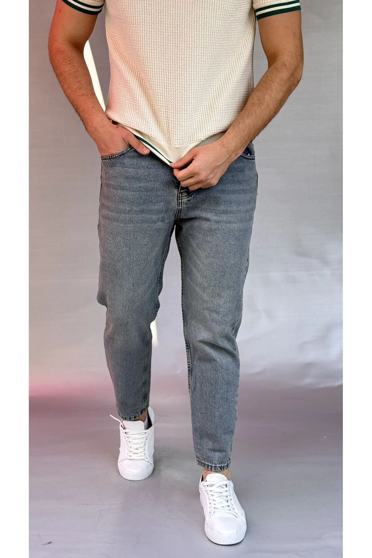 Yeşil Yansımalı Boyfriend Pantolon