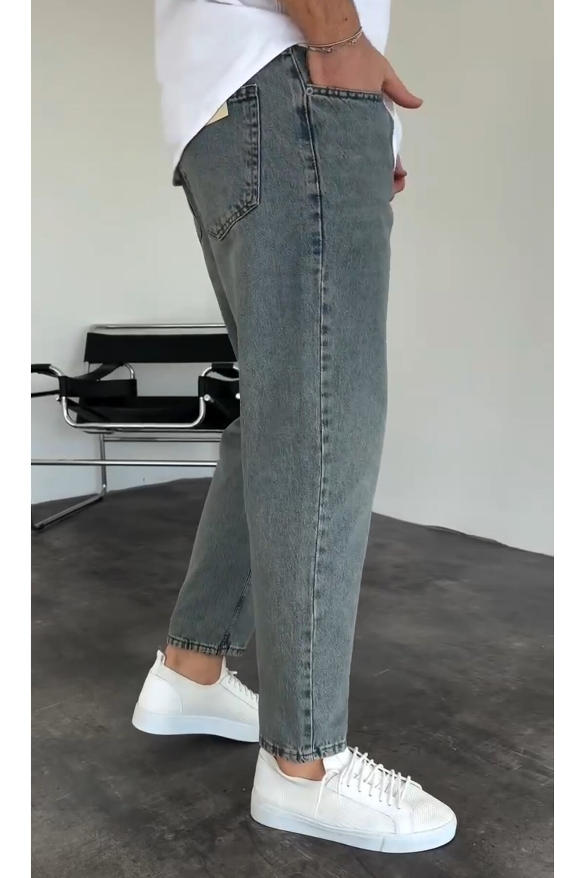 Yeşil Yıkamalı Boyfriend Pantolon 596