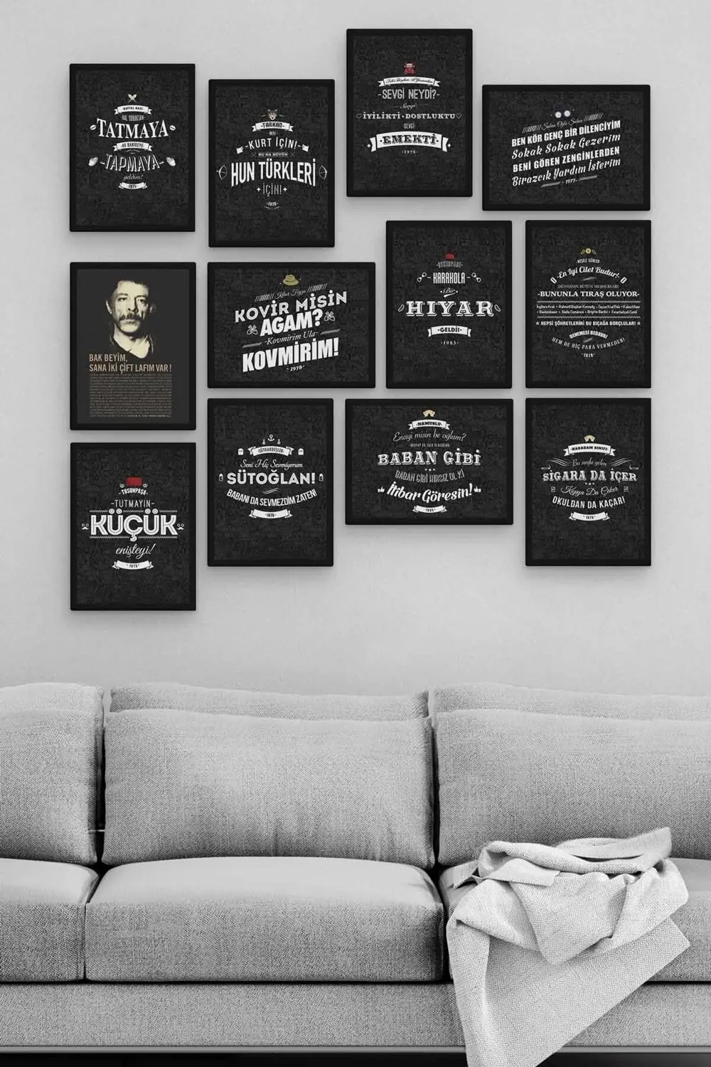 Yeşilçam 12 Parça Ahşap Mdf Tablo Tgtb1268