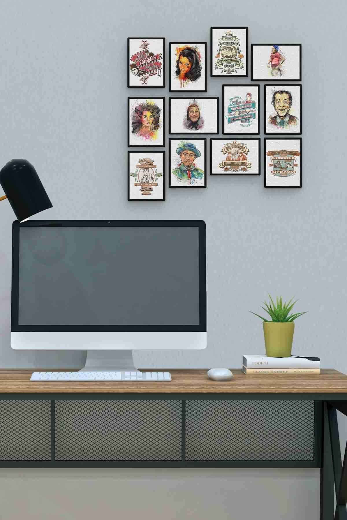 Yeşilçam Poster 12 Parça Mdf (ahşap) Tablo Ofis Boyu 