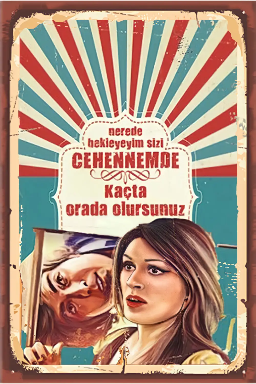 Yeşilçam Temalı Retro Ahşap Poster