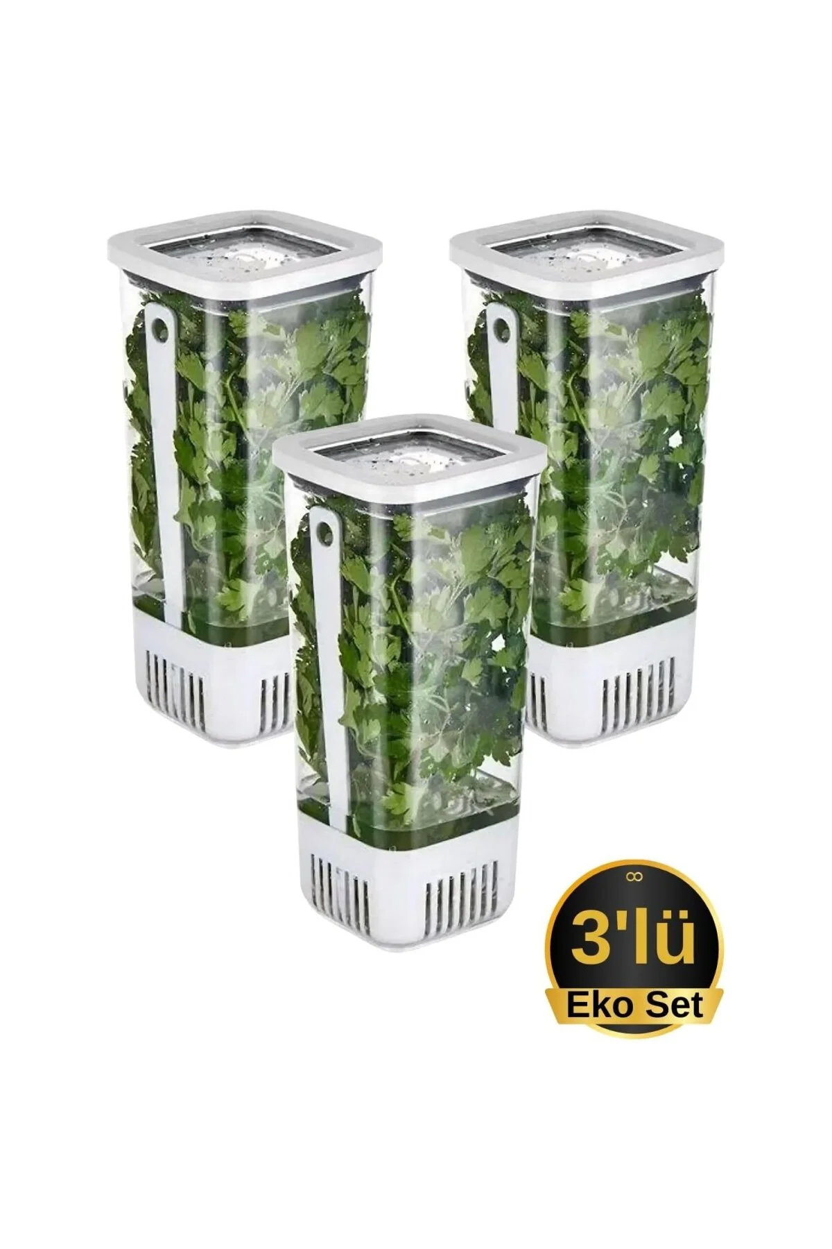 Yeşillik Saklama Kabı 3'lü Eko Set 1,7 Litre
