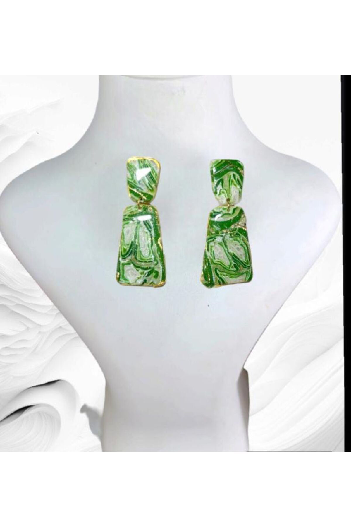 Dodemert Home Yeşim Damla Polimer Kil & Epoksi Tasarım Küpe