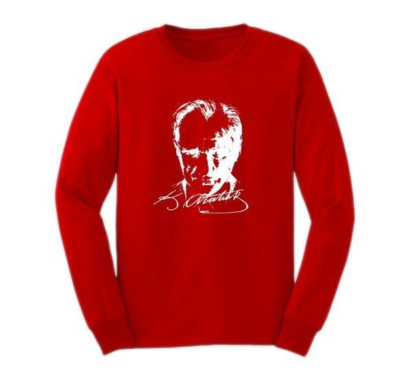 Kostüm Sarayı Yetişkin Atatürk Baskılı Tişört Uzun Kollu Manşetli