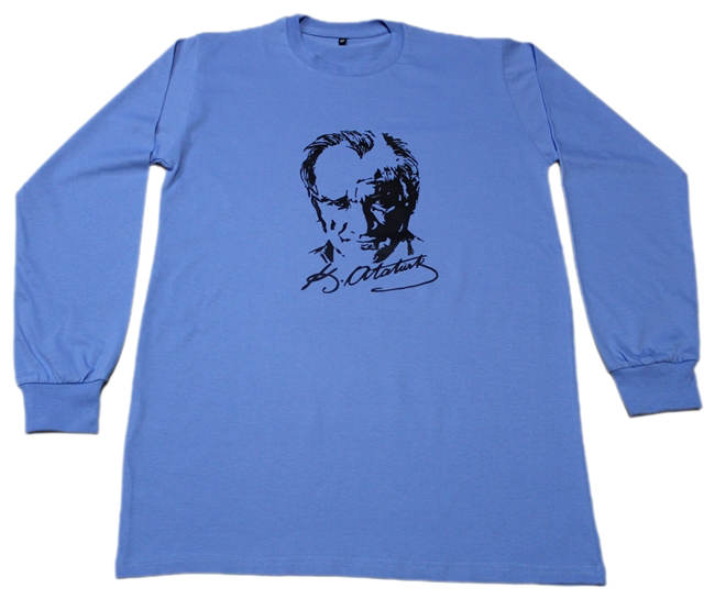 Kostüm Sarayı Yetişkin Atatürk Baskılı Tişört Uzun Kollu Manşetli