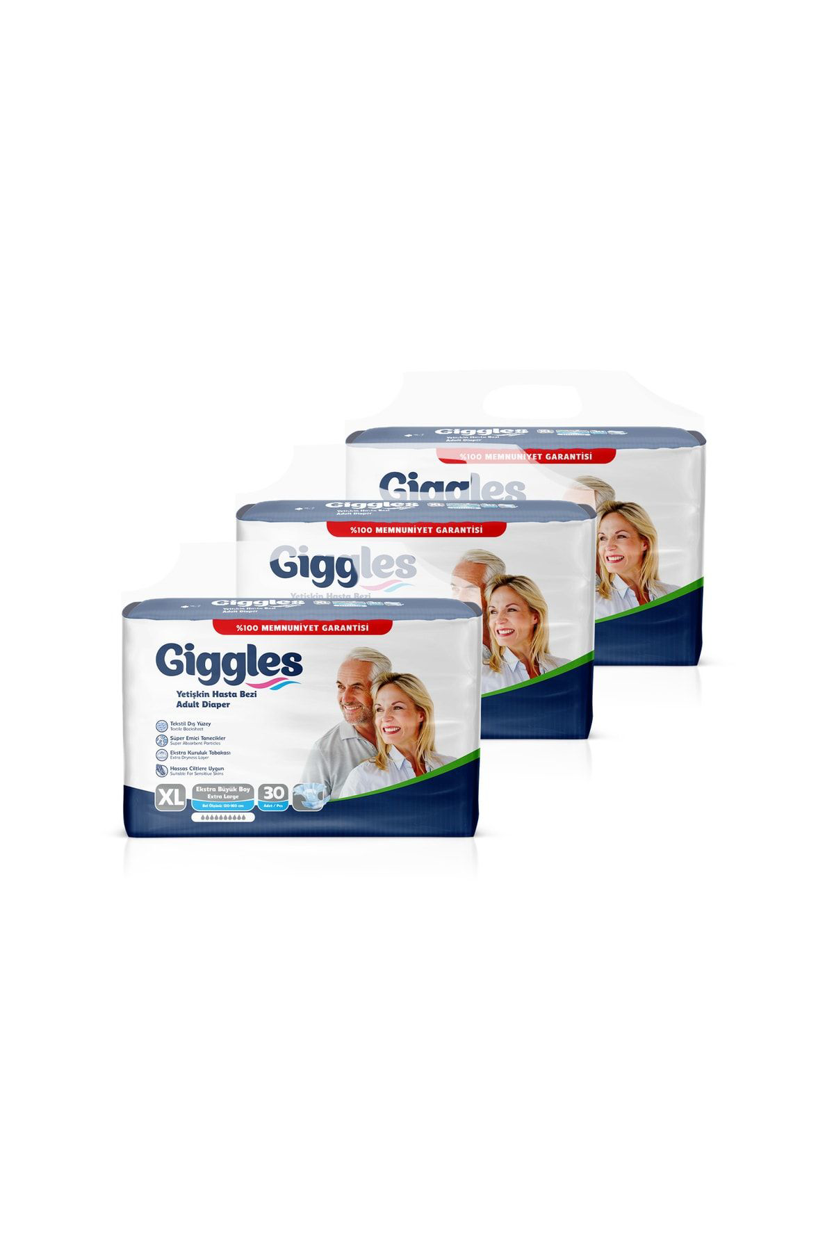 Yetişkin Bel Bağlamalı Hasta Bezi Extralarge 30'lu 3 Paket 90 Ade