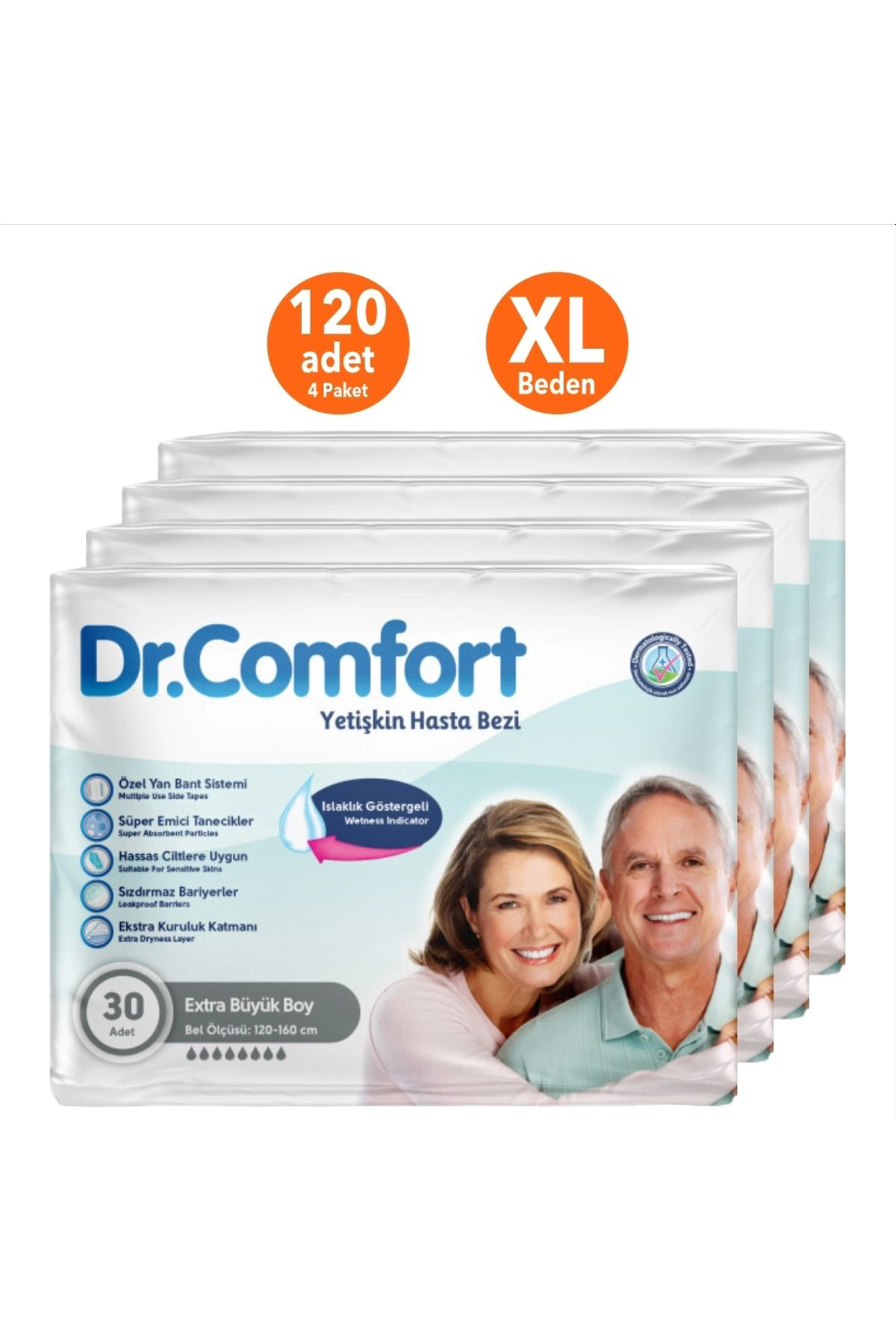 Yetişkin Bel Bağlamalı Hasta Bezi Ekstra Large Xl - 4 Paket (120 