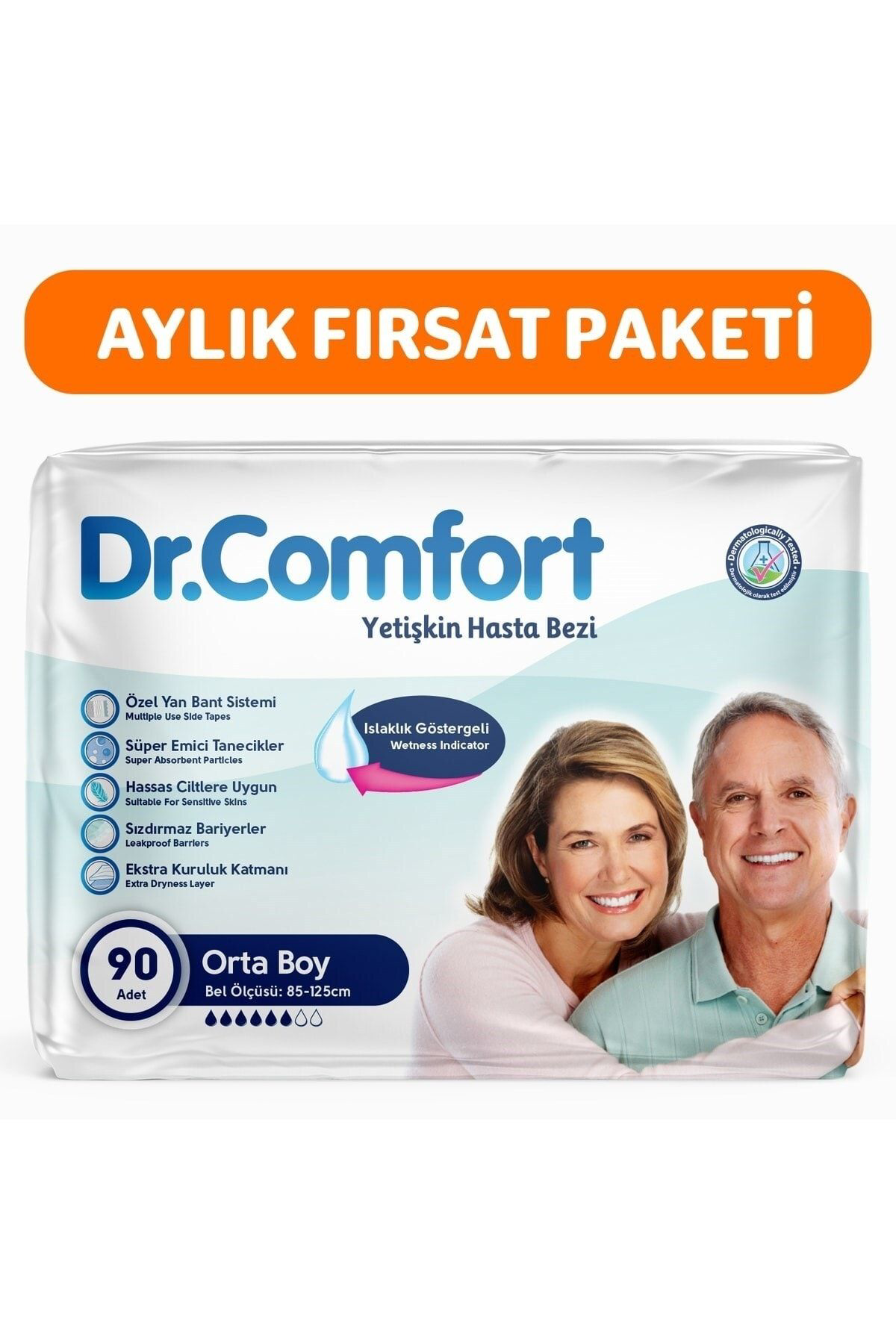 Yetişkin Bel Bağlamalı Hasta Bezi Medium 30'lu 3 Paket 90 Adet