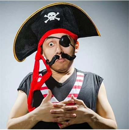 Yetişkin Boy Kadife Kaptan Jack Sparrow Korsan Şapkası Ve Plastik Yetişkin Boy Kadife Kaptan Jack Sparrow Korsan Şapkası Ve Plastik