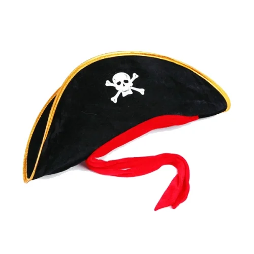 Yetişkin Boy Kadife Jack Sparrow Denizci Kaptan Jack Korsan Şapkası 50X20 CM