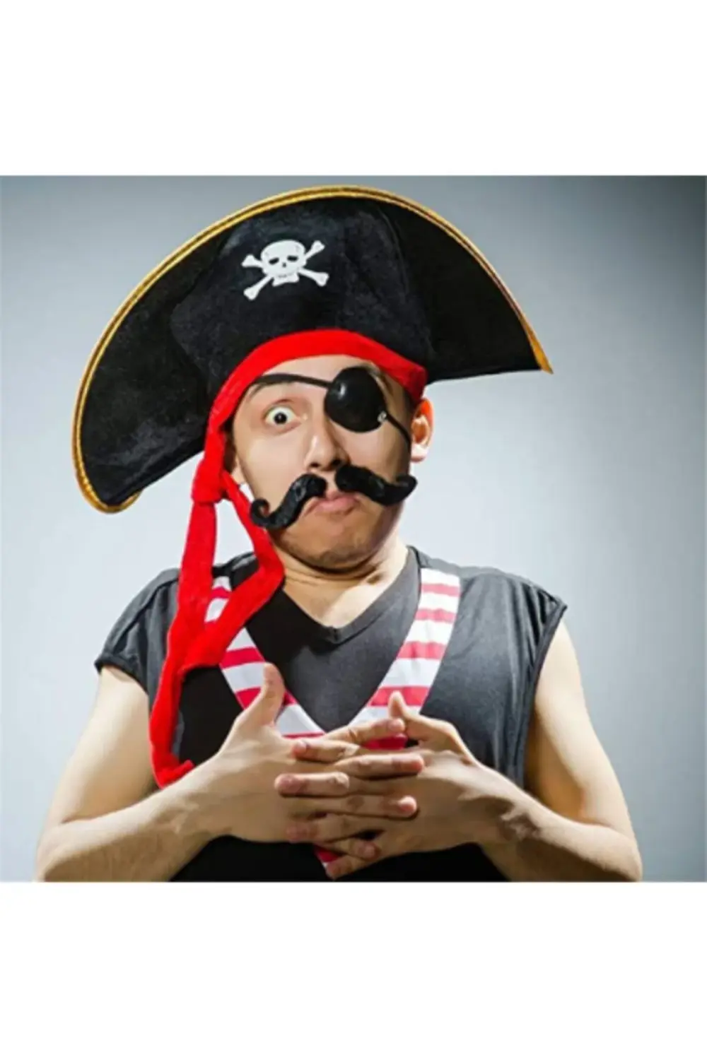 Yetişkin Boy Kadife Kaptan Jack Sparrow Korsan Şapkası ve Plastik