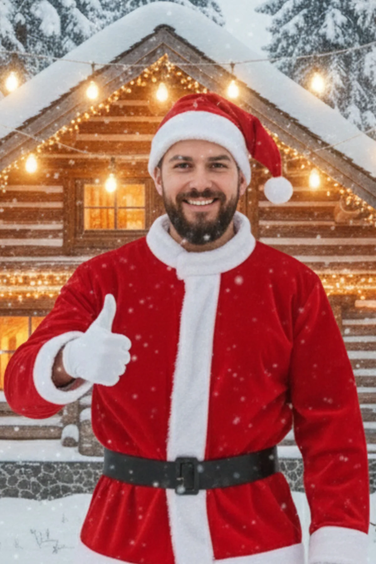 Yetışkın Erkek Kırmızı Şapka Beyaz Yılbaşı Temalı Noel Partisi Ko