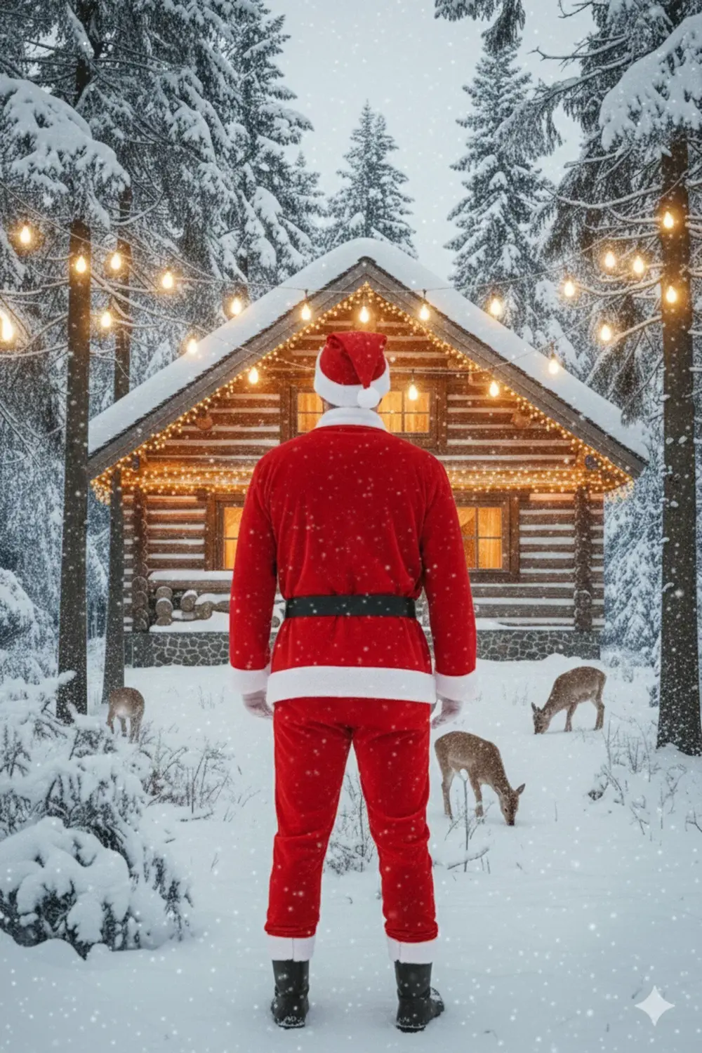 Yetışkın Erkek Kırmızı Şapka Beyaz Yılbaşı Temalı Noel Partisi Ko