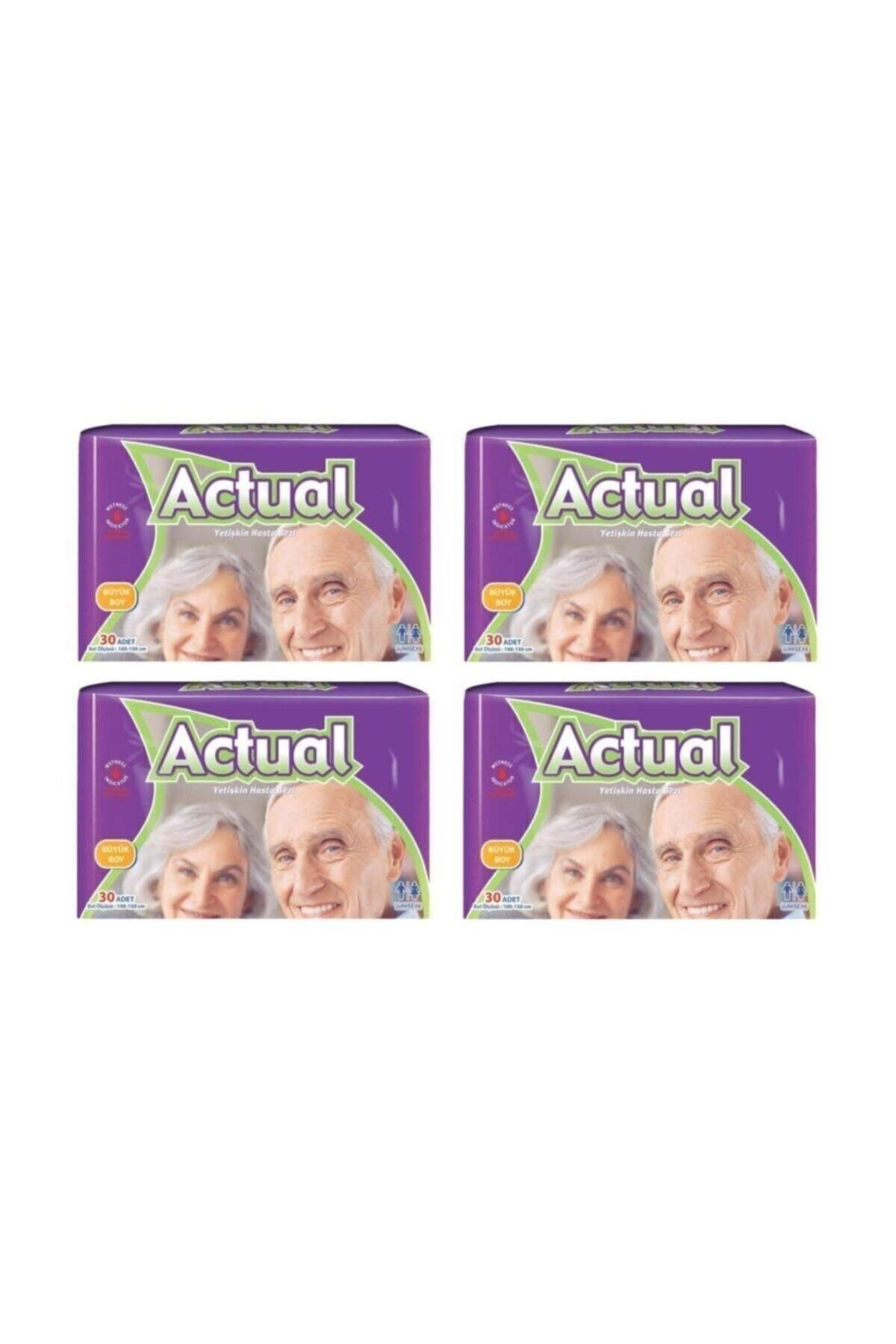 Actual Yetişkin Hasta Bezi Bel Bantlı Bağlamalı L-Büyük Boy 120 Adet (4 