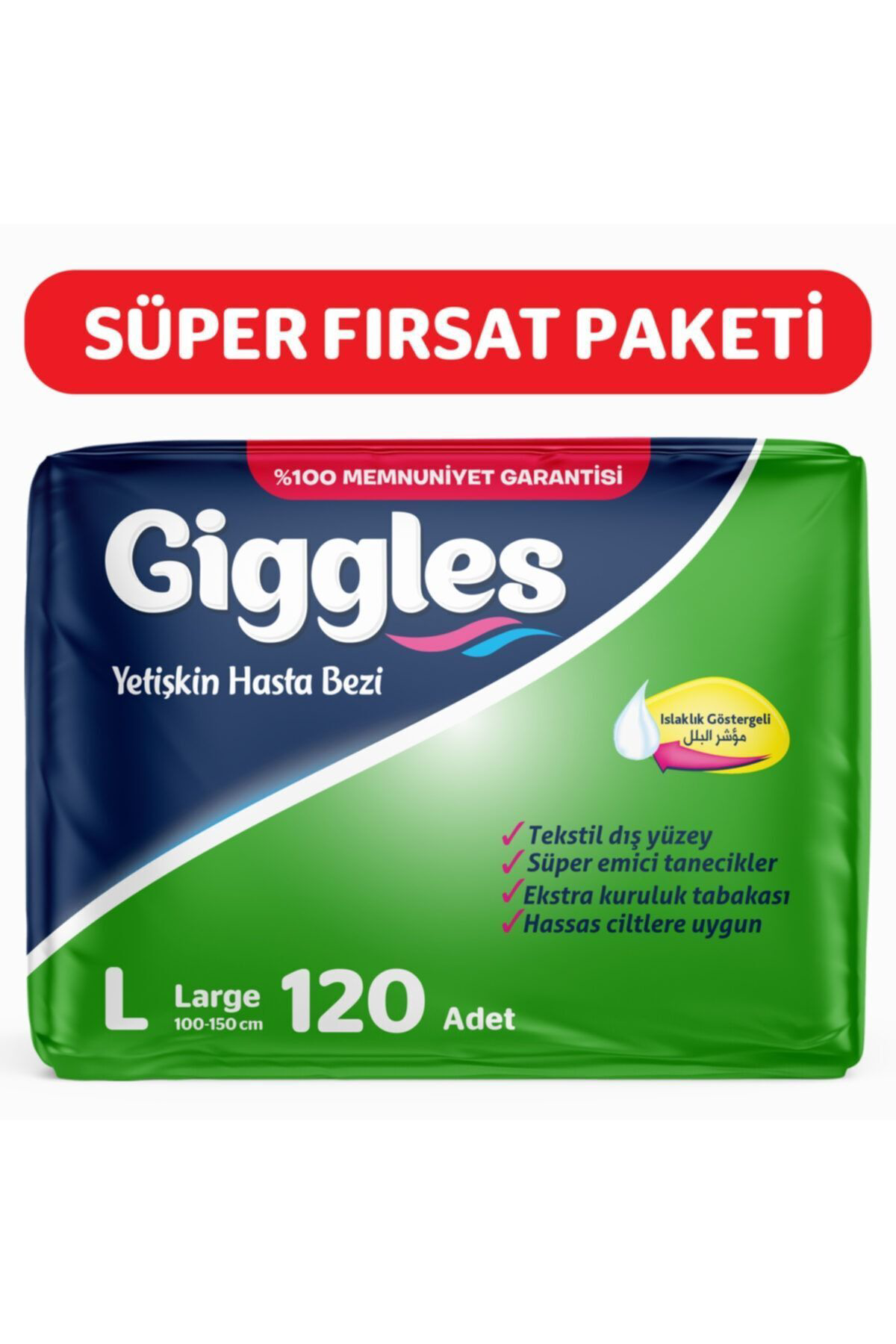 Yetişkin Hasta Bezi Large 30 lu 4 Paket 120 Adet