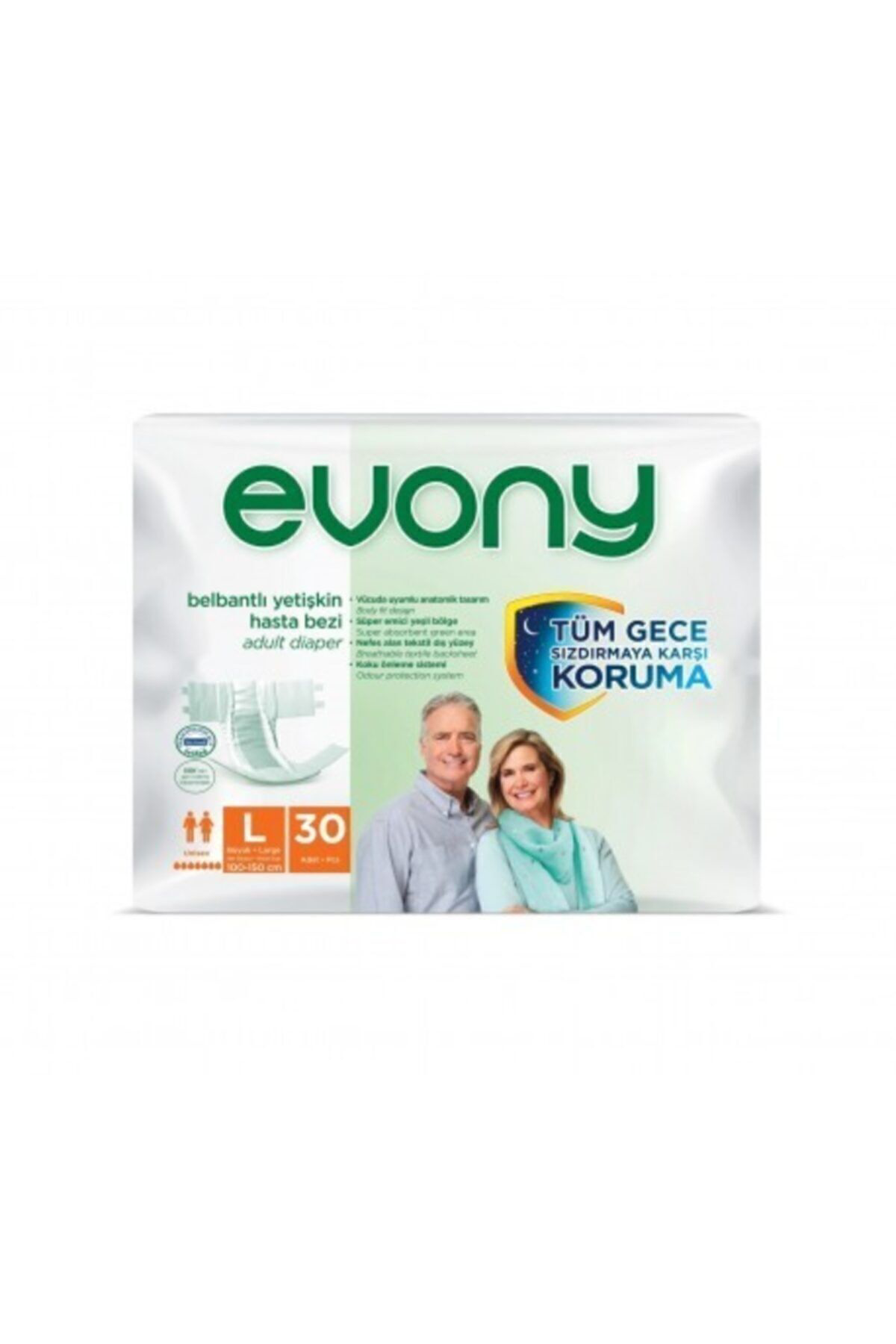 Evony Yetişkin Hasta Bezi Belbantlı Large 30 Lu Paket Bel Çevresi 100Cm