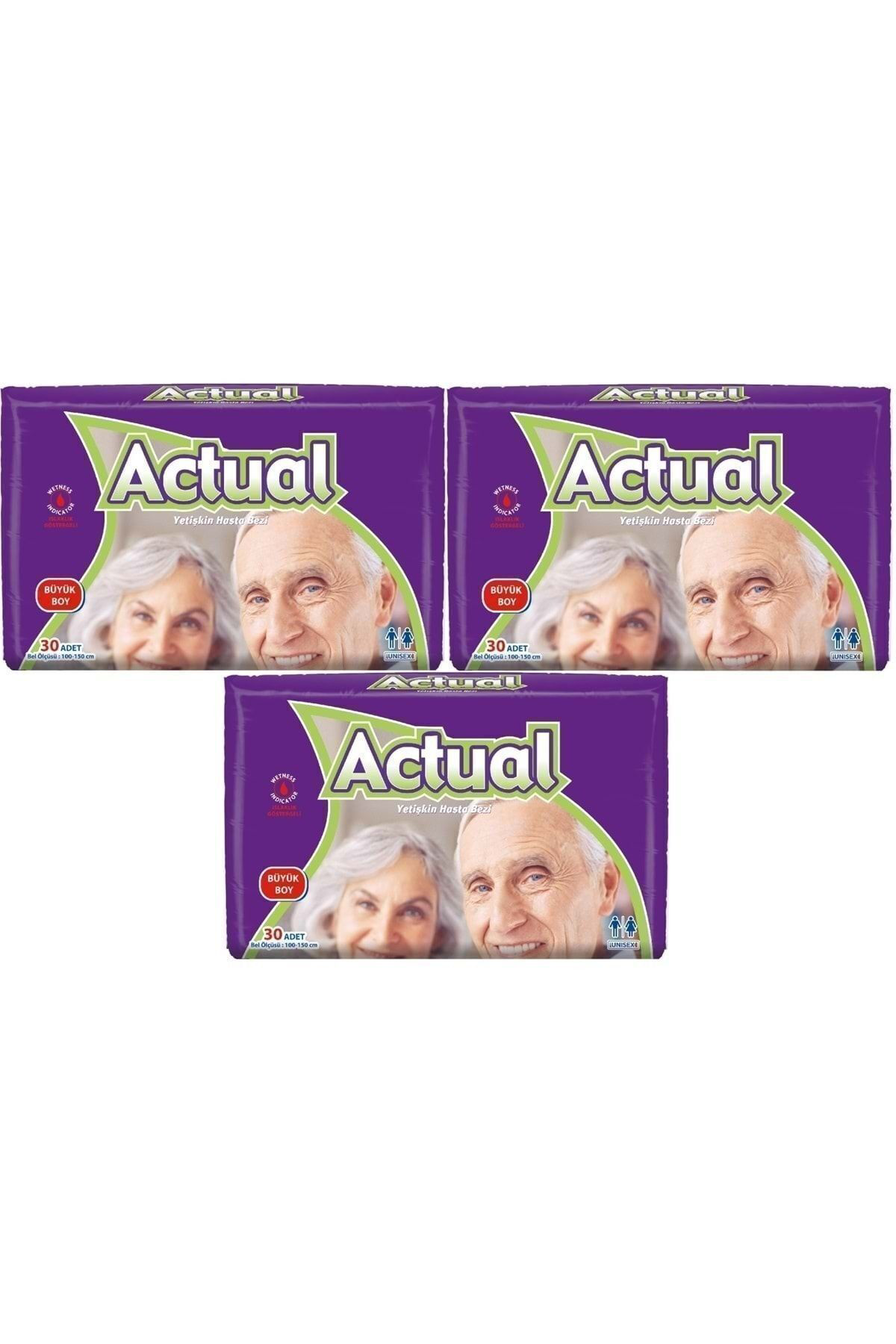 Actual Yetişkin Hasta Bezi Bel Bantli L-Büyük 90 Adet (3Pk*30)