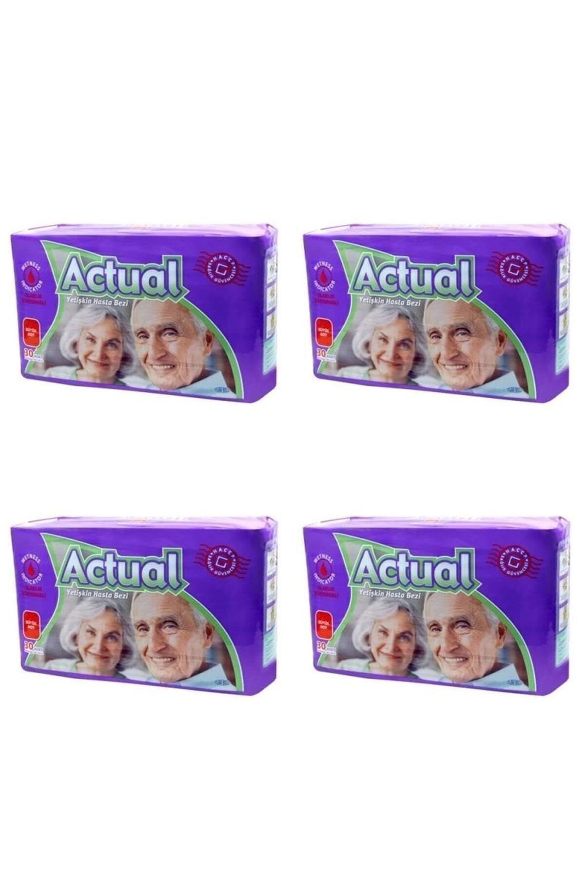 Actual Yetişkin Hasta Bezi Bel Bantlı Large 30'Lu X 4 Paket