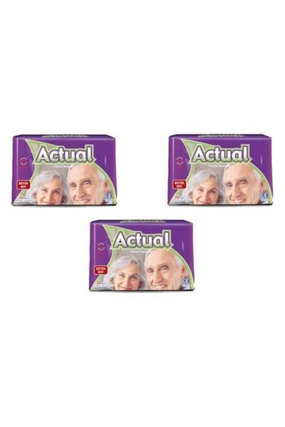 Actual Yetişkin Hasta Bezi Bağlamalı Large 30Lu 3 Paket 90 Adet