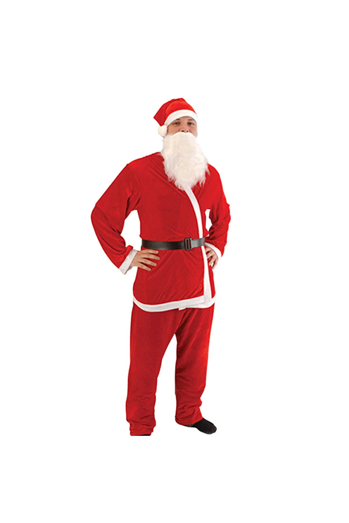 Yetişkin Için Noel Baba Kostüm Kıyafeti Yılbaşı Elbisesi Kırmızı Polar Happy New Year