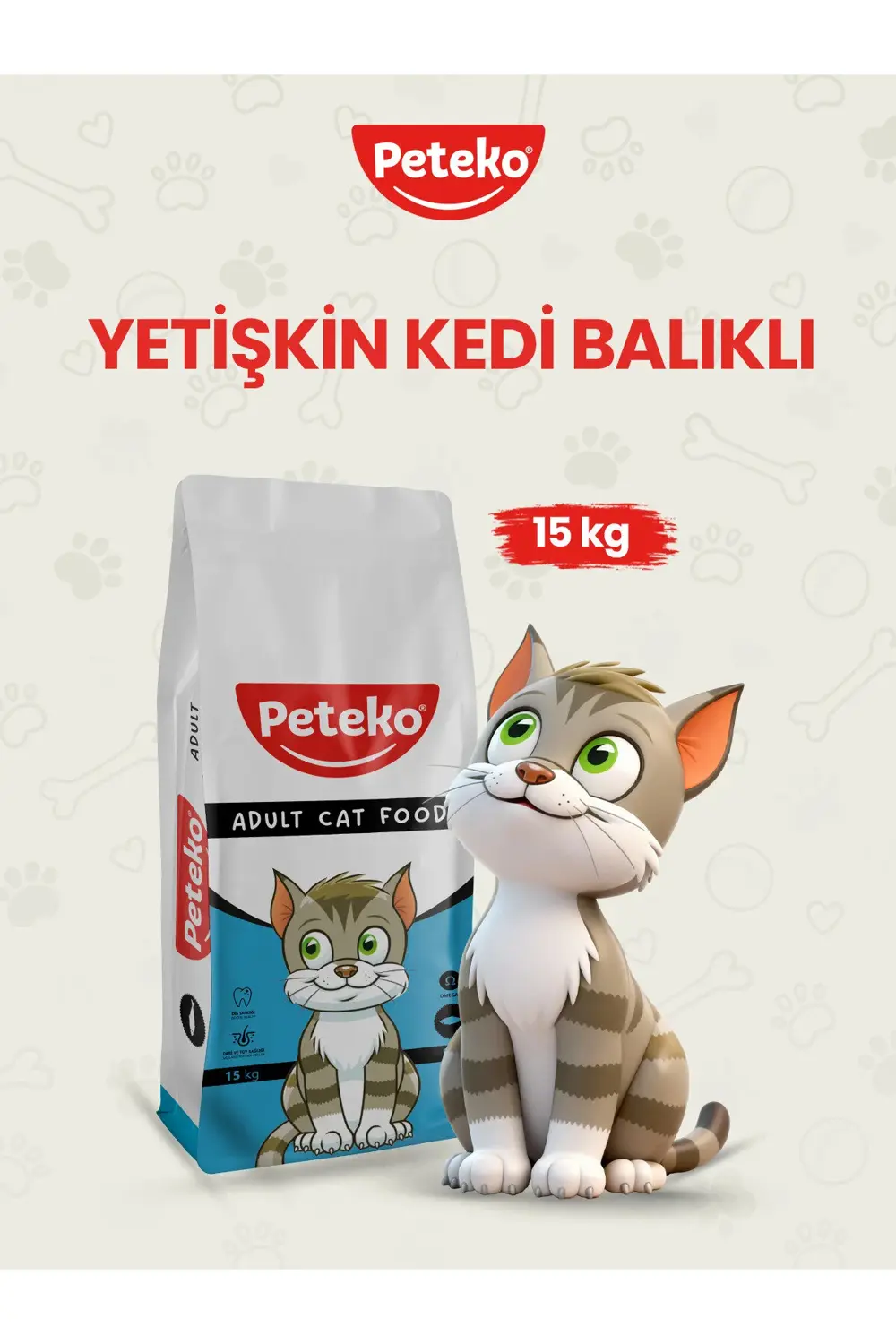 YETİŞKİN KEDİ KURU MAMASI BALIKLI 15 KG