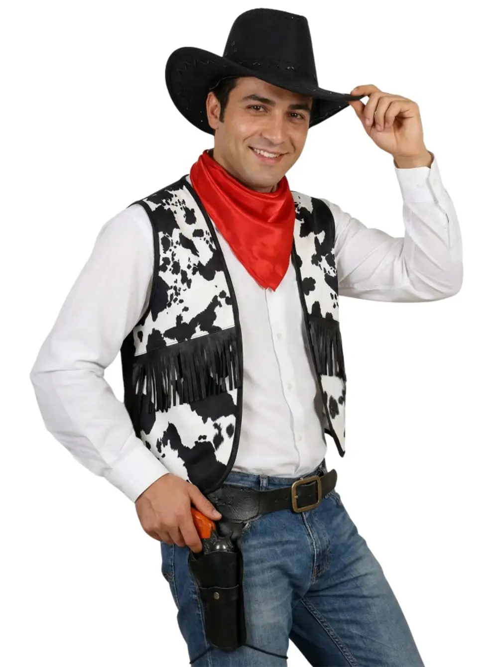 Yetişkin Kovboy Yelek ve Fular