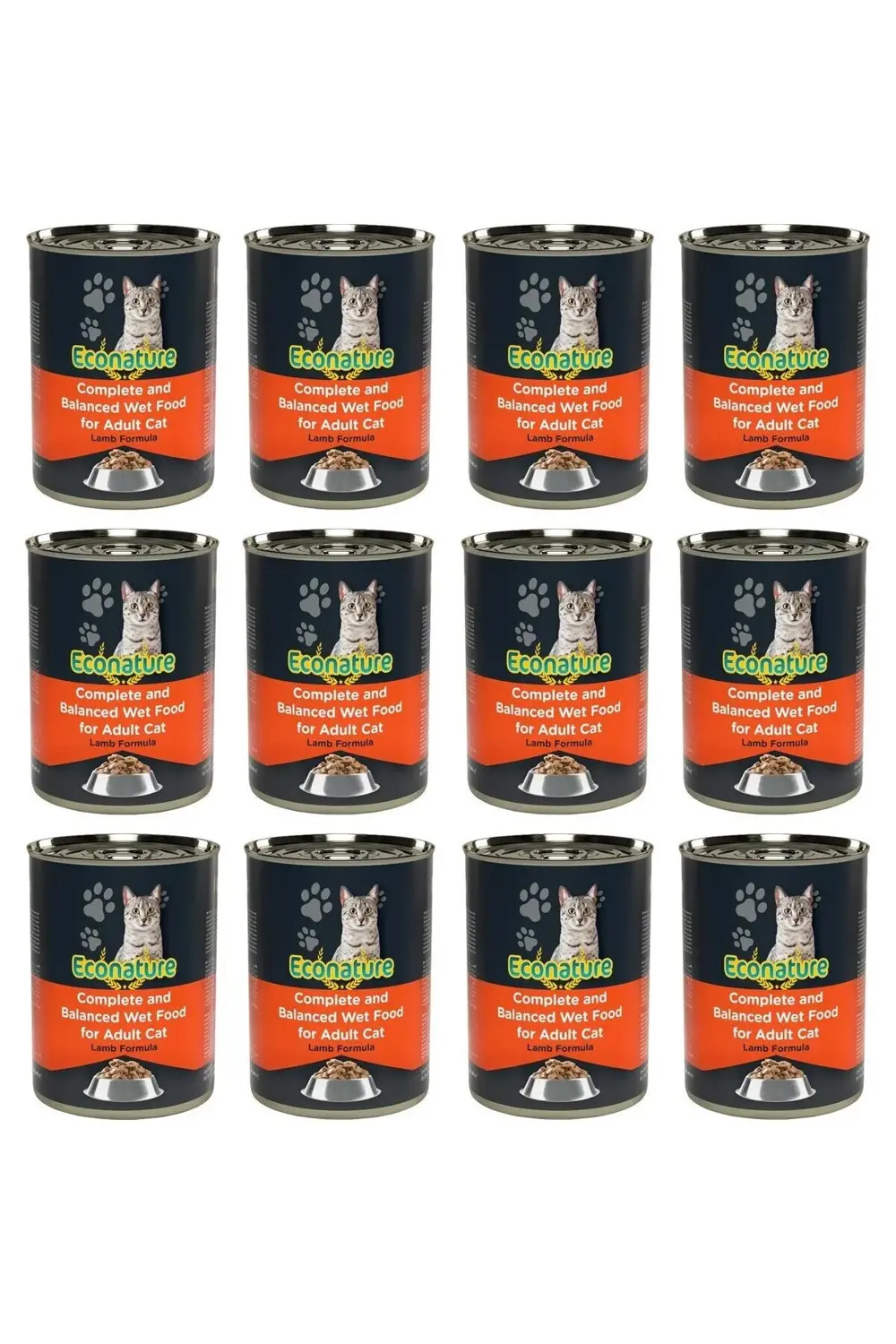 Econature Yetişkin Kuzu Etli Kedi Konserve Maması 400 Gram X 12'Li