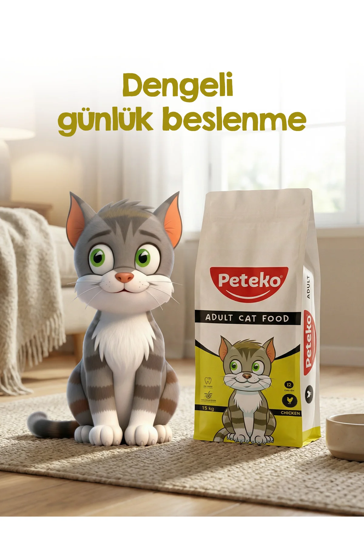 Yetişkin Tavuklu Kedi Maması 15 Kg