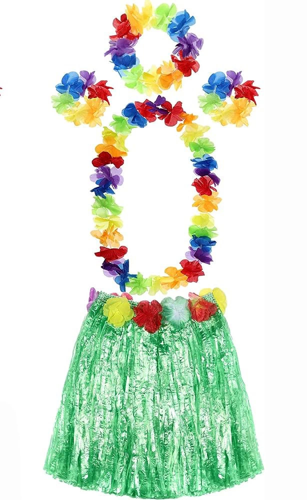 Yetişkin Ve Çocuk Uyumlu Luau Aloha Hawaii Yeşil Etek Ve Renkli K Yetişkin Ve Çocuk Uyumlu Luau Aloha Hawaii Yeşil Etek Ve Renkli K