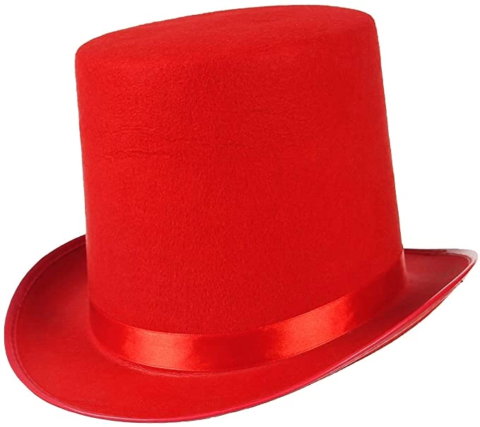 Yetişkinler İçin Kırmızı Renk Ringmaster Sihirbaz Şapkası Fötr Şa Yetişkinler İçin Kırmızı Renk Ringmaster Sihirbaz Şapkası Fötr Şa