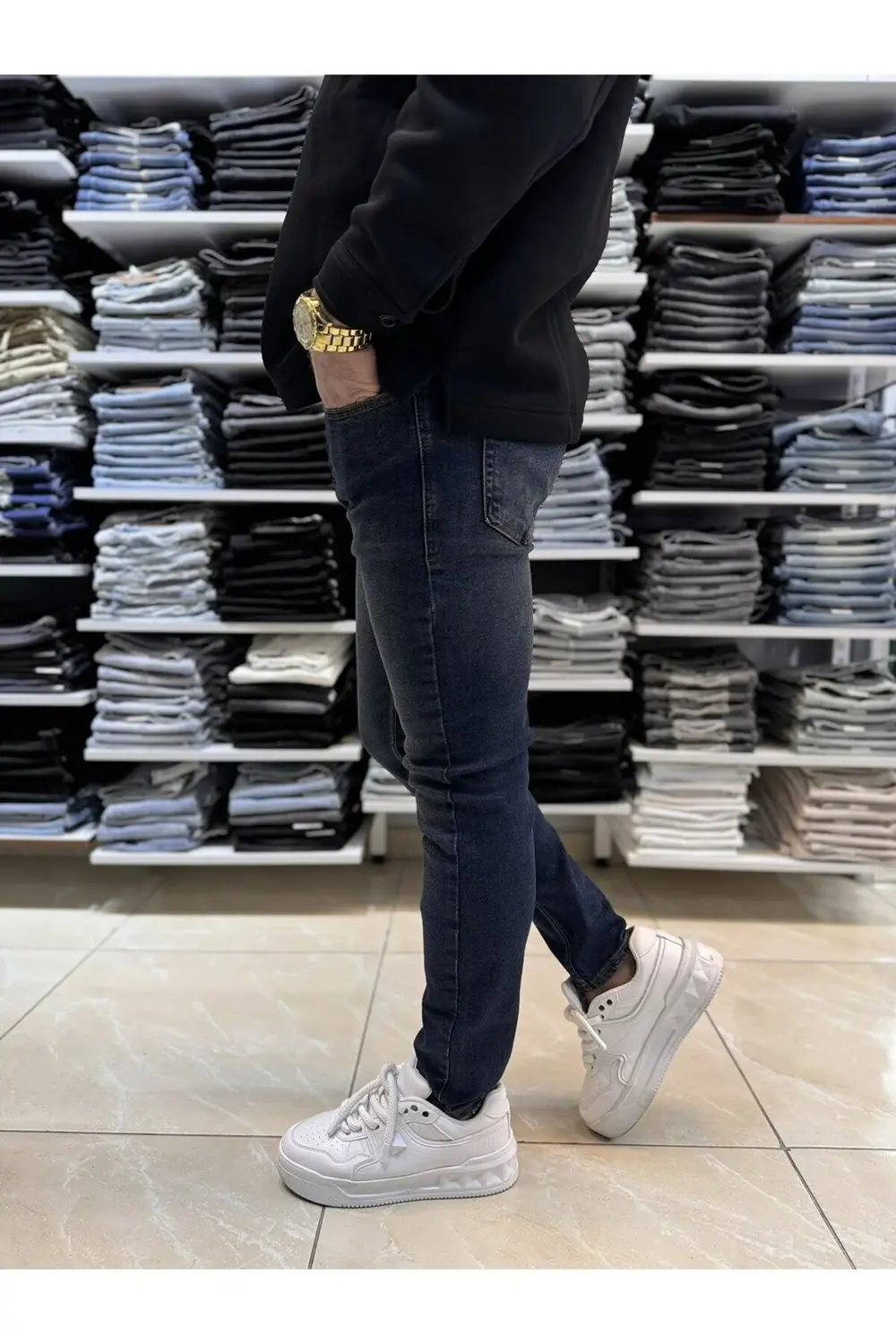 Yıkama Detay Lacivert Slim Fit Jean 424CslMa