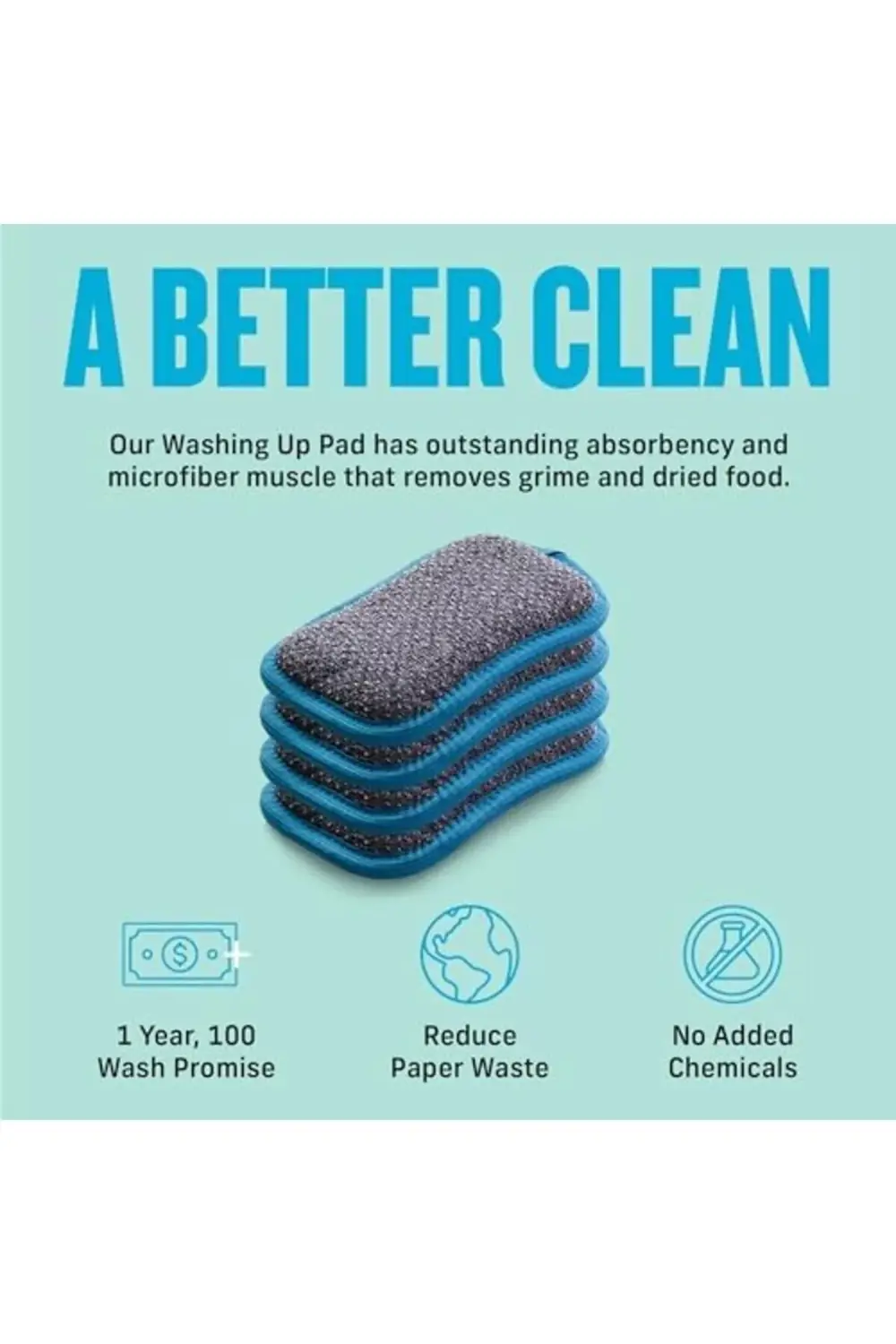 Yıkama pedi, polyester, mavi, 4'lü paket 395519