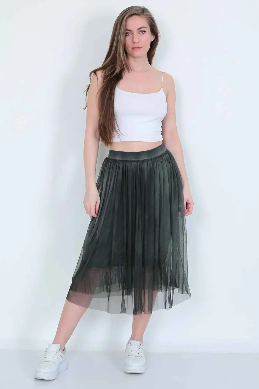 Yıkamalı Tül lü Etek