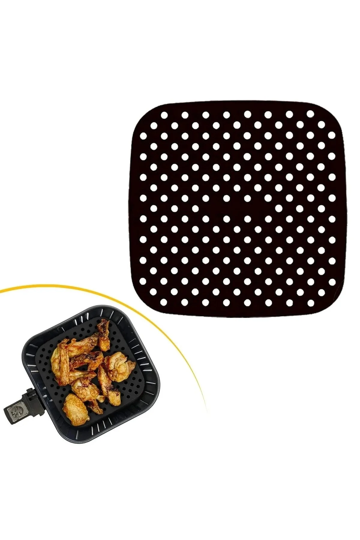 Yıkanabilir Silikon Fırın Matı Kare Model Airfryer Için 21,5 Cm - Görsel 2