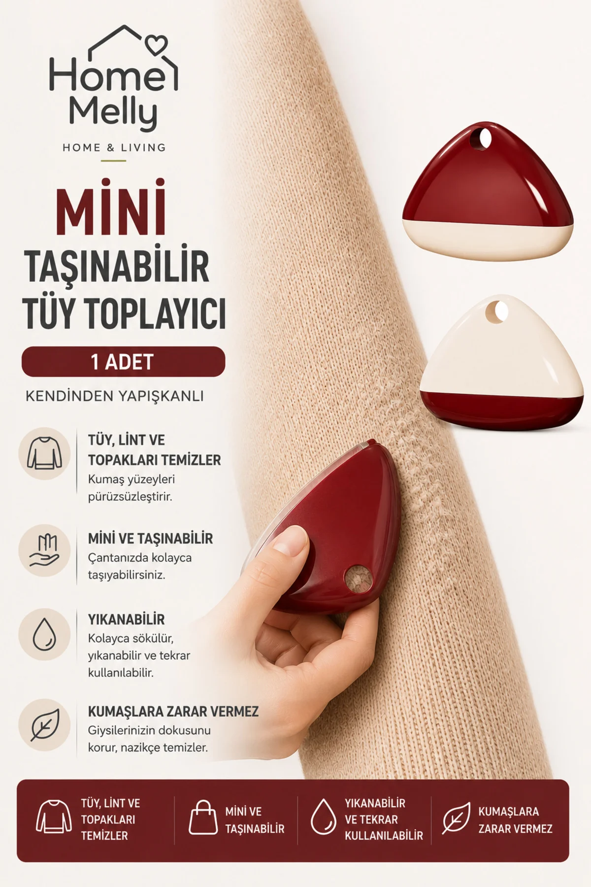Yıkanabilir Taşınabilir Üçgen Tüy Toplayıcı – Kolay Taşıma, Tüy Toplayıcı 1 Adet