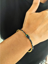 Tükkan Accessories Yilan Figür Siyah Zirkon Taş Gold Kaplama Kelepçe Çelik Bileklik-