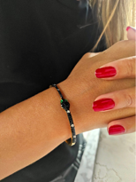 Tükkan Accessories Yilan Figür Siyah Zirkon Taş Gold Kaplama Kelepçe Çelik Bileklik-