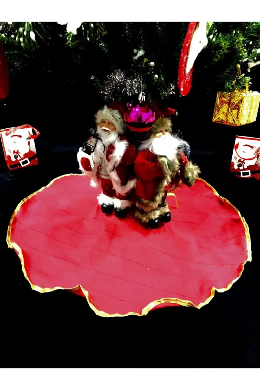 Parti Kırtasiye Yılbaşı Ağaç Altı Örtüsü Kırmızı 90*90 Yılbaşı Ağaç Altı Örtüsü N