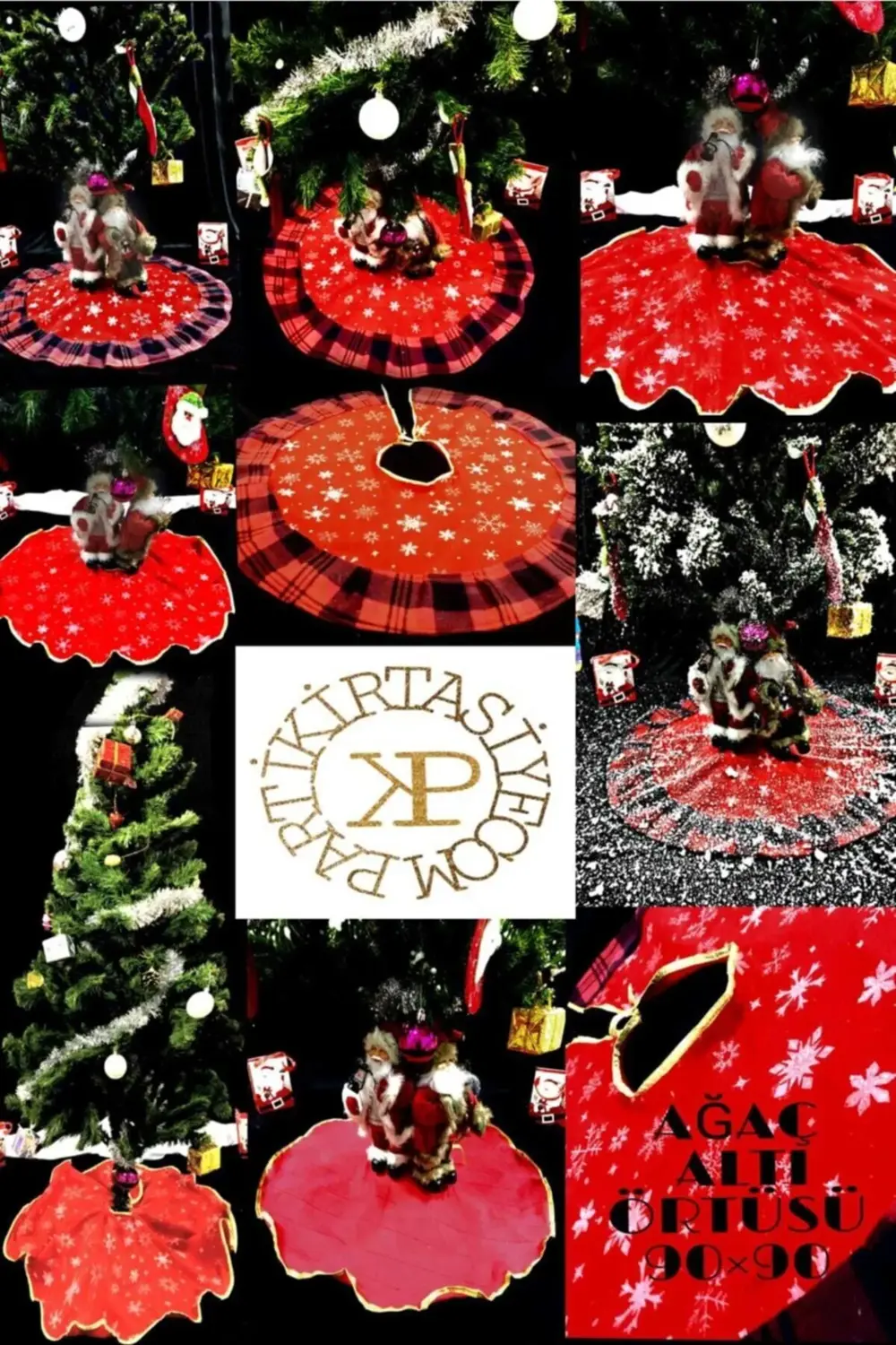 Parti Kırtasiye Yılbaşı Ağaç Altı Örtüsü Kırmızı 90*90 Yılbaşı Ağaç Altı Örtüsü N